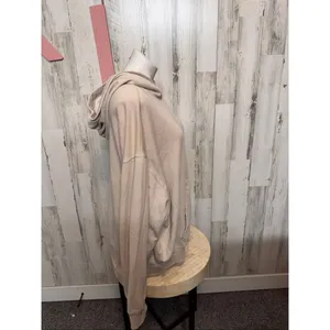 PINK Victoria’s Secret Beige Oversized Fleece Hoodie Women’s XL thumbnail 7