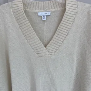 Topshop Womens Cream V-Neck Split Back Oversized Knit Sweater Ivory XS 0-2‎ thumbnail 2