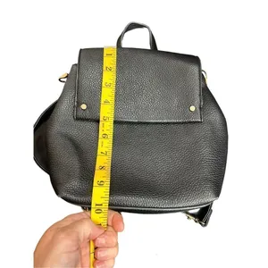 A New Day black faux leather convertible backpack Leather snap closure mini back thumbnail 5