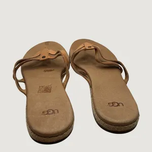 UGG Kari Leather Espadrille Thong Sandals Tan Brown Womens 9 1016991 thumbnail 6
