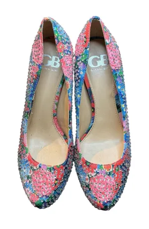 Gianni Bini Shoes Womens Size‎ 6.5 Floral Rhinestone Pumps Stiletto Heels thumbnail 1