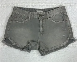 Free People‎ Grey Cotton Distressed Shorts Size 25 thumbnail 1