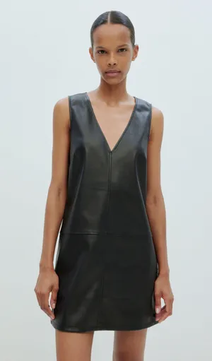 Stradivarius V Neck Leather Dress thumbnail 1