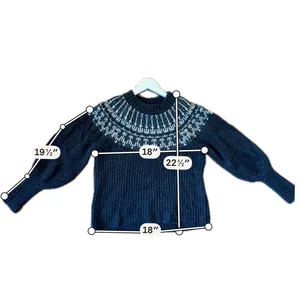 Universal Thread fairisle black puff sleeve sweater small thumbnail 8