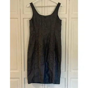 Talbots 100% linen denim look seamed fitted tank dress 8 thumbnail 8