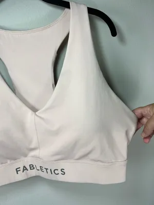 Fabletics On-The-Go Medium Impact Sports Bra Soft Shell Pink Padded Pocket Sz XL thumbnail 5
