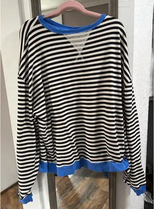 We The Free Classic Striped Oversized Crewneck thumbnail 1