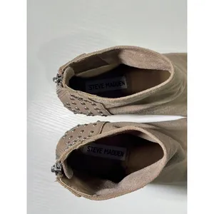 Steve Madden Jillian Taupe Suede Studded Block Heel Ankle Boots Womens 7M‎ boho thumbnail 6