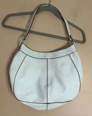 White Leather Shoulder Bag - Classic Women's Tote thumbnail 1