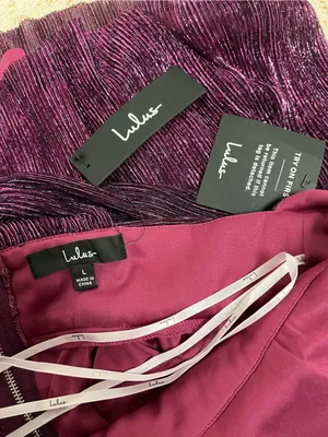Lulu's Metallic Deep Plum Plunge Mini Dress size L thumbnail 13