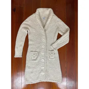 Mac & Jac Chunky Knit Cardigan Long Sweater Coat Cream L Boho Cozy thumbnail 5
