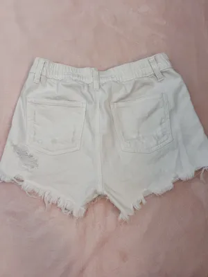 Aerie White Denim Shorts thumbnail 3