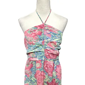 Lush Floral Hatler Midi Dress Pink Green Botanical Print Dress L NWT Beach Ready thumbnail 3