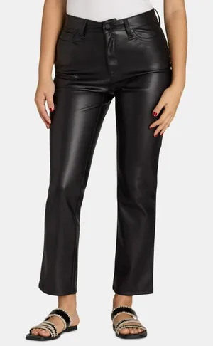 Time and Tru Womens Pants Sz 6 Black High Rise Straight Leg Faux Leather Casual thumbnail 1