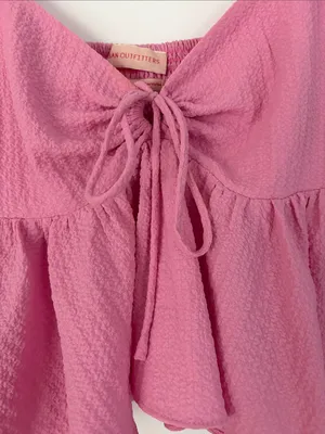 Urban Outfitters Pink Ruffle Tie-Front Top Size XS thumbnail 3