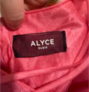 Alyce Paris Sequin Detail Corset Lace-Up Back Rhinestone Studded Straps Mini Dress Bright Pink thumbnail 8