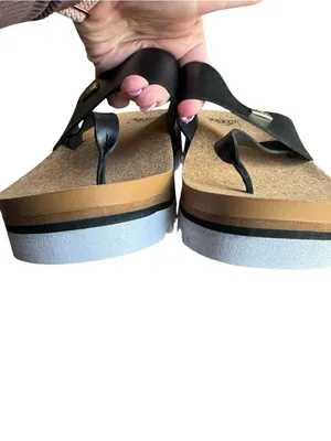 Reef - NWOB Cushion Sol Hi Platform Sandals Black Cork Footbed Thong Size 10 thumbnail 5