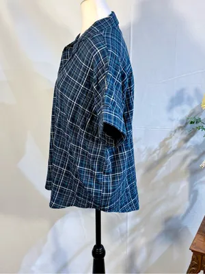 ☀️NWT Madewell Swenson Popover Shirt Morehead Plaid Deep Indigo Sz Large🧡 thumbnail 9