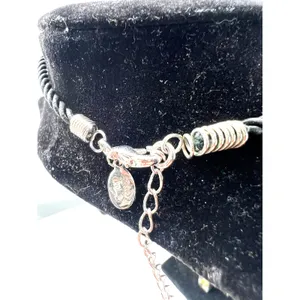 Heart necklace pendant crystals silk cord Vietnam Stainless Steal Charm 8" thumbnail 5