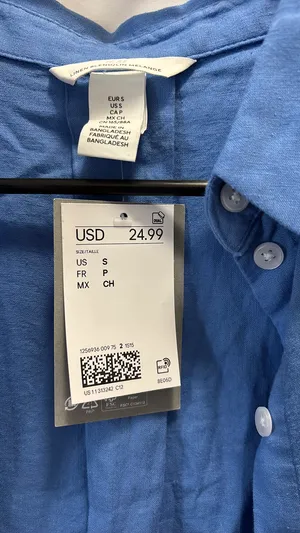 H&M Linen Top Blue thumbnail 3
