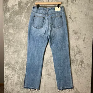 GRLFRND Harlow High Rise Boot Slit Jeans Size 32 Distressed Raw Hem Blue Diamond thumbnail 2