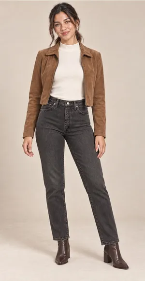 Vintage Wrangler 14MWZ Brown High Rise Jeans Women 7x34 Made USA thumbnail 1