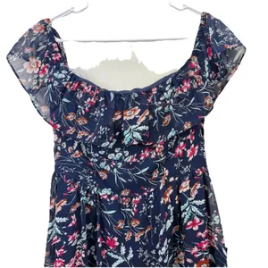 NWT Lulus My Favorite Navy Blue Floral Print Off the Shoulder‎ Dress Size MEDIUM thumbnail 6