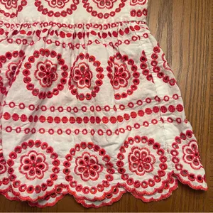 Boden Broderie Embroidered‎ Scalloped Lined Hem Midi Skirt Red White Size 2P thumbnail 13