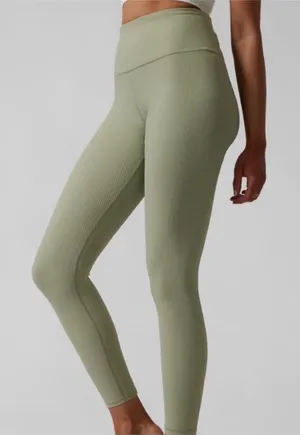 Athleta Elation Rib Tight 7/8 Leggings Ankle Size Large Women’s Sage Green thumbnail 1