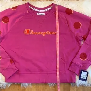 NWT Champion Campus french terry crew neck sweatshirt peony pink XL thumbnail 5