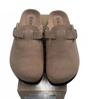 KIDMI Beige Suede Slip-On Clogs with Adjustable Buckle - Size 38 thumbnail 1