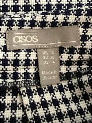 ASOS Black White Houndstooth Mini Skirt High Waisted Preppy Dark Academia Size S thumbnail 5