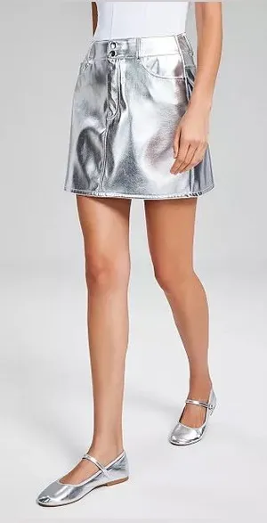 and now this Women's Faux-Leather Metallic Mini Skirt thumbnail 1