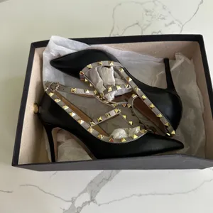 vinci Napa Siyah leather studded pointed heels Size 38 NEW thumbnail 7