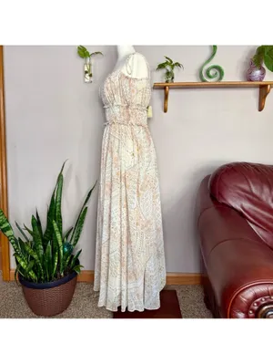 New with Tags Dress Forum Cream and Tan Patterned Maxi Dress thumbnail 5
