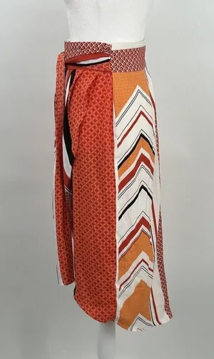 Banana Republic Tie Wrap Geo Skirt Orange White Size 4 thumbnail 16