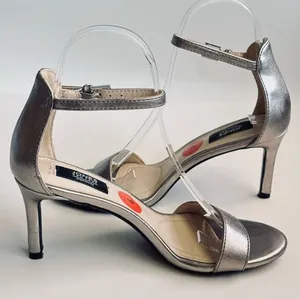 Jones New York Signature Metallic Silver Open Toe Stiletto Ankle Strap Sandals thumbnail 4