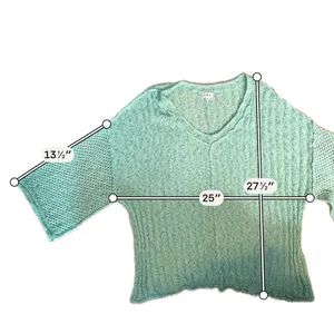 POL Mint Green Open Knit Sweater L Boho Slouchy Lightweight Pullover thumbnail 9