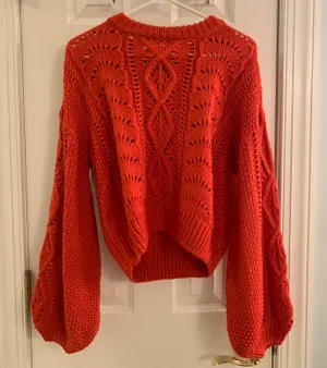Boutique Red Knit Sweater Size L thumbnail 1