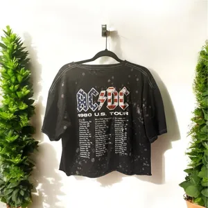 AC/DC Graphic Cropped T shirt Remake of 1980 US Tour Splatter Large thumbnail 2