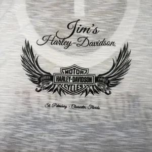Harley-Davidson White Slub Graphic Tee Rhinestone Live to Ride Florida‎ Womens L thumbnail 8