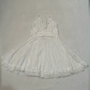 Aakaa White Ruffled Tiered adjustable Spaghetti’s Straps Mini Dress Size M thumbnail 9