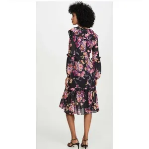 Amanda Uprichard Talulah Midi Dress Evening Blossom Floral Black thumbnail 2