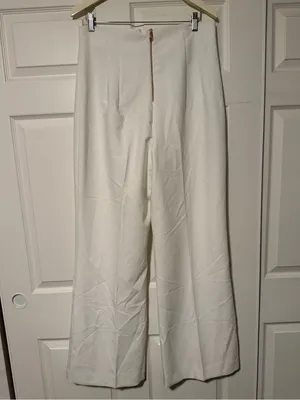 Zara White Ultra High Rise Wide Leg Legged Trousers Pants Luxury Tall thumbnail 2