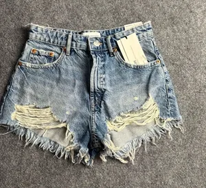 Zara Woman’s Size 2 High-Rise Distressed Denim Shorts - Light wash NWT thumbnail 1