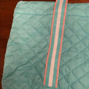 Quilted aquamarime color thick strap tote bag thumbnail 2