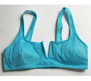 Aerie Shine Pique V Wire Scoop Bikini Top Big Sur Blue NWT thumbnail 1