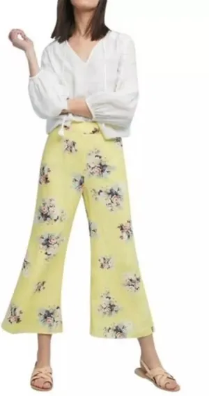 Anthropologie Feather Bone‎ Women's Talese Pants Crop Flare Floral Size 8P thumbnail 1