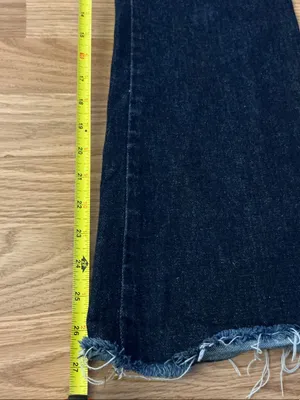 SPANX Dark Blue Flare Jeans with Frayed Hem Size Large thumbnail 9