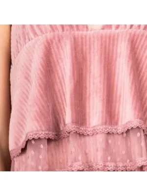 POL Pink Velvet Cascading Ruffle Dress Size L thumbnail 3